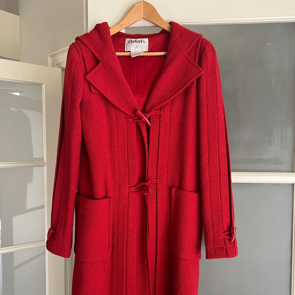 Vintage Chanel Red Hooded Coat